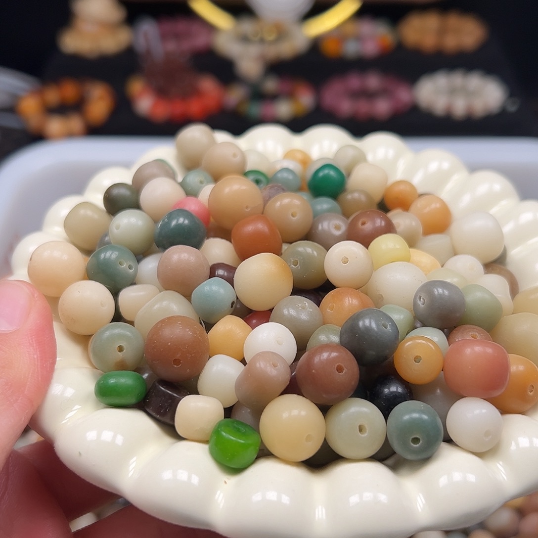 手串菩提根/象牙果瑕疵金轮混装500颗 有坏有裂