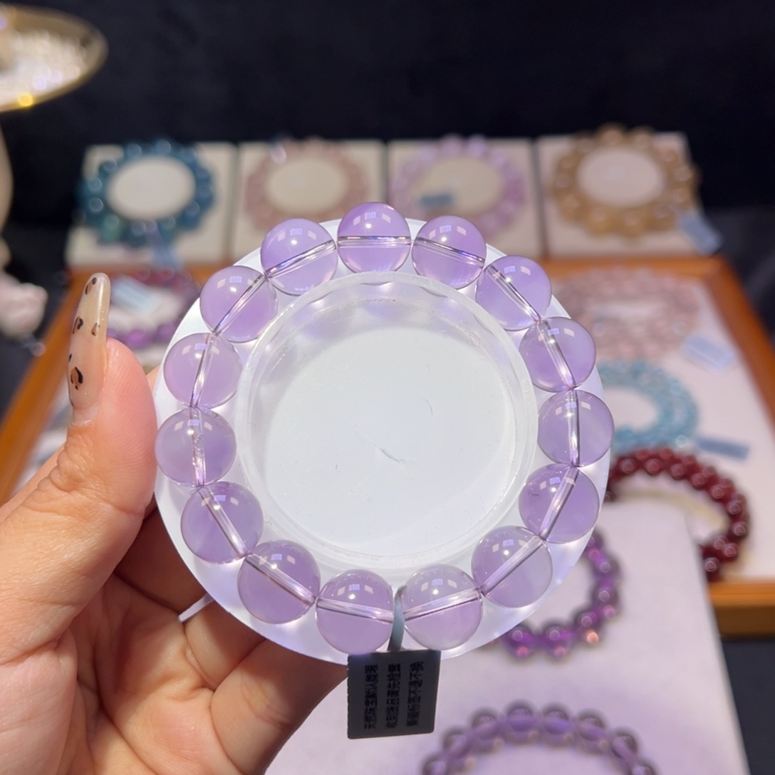 水晶手串未镶嵌听****话天空之镜紫水晶13.2m m