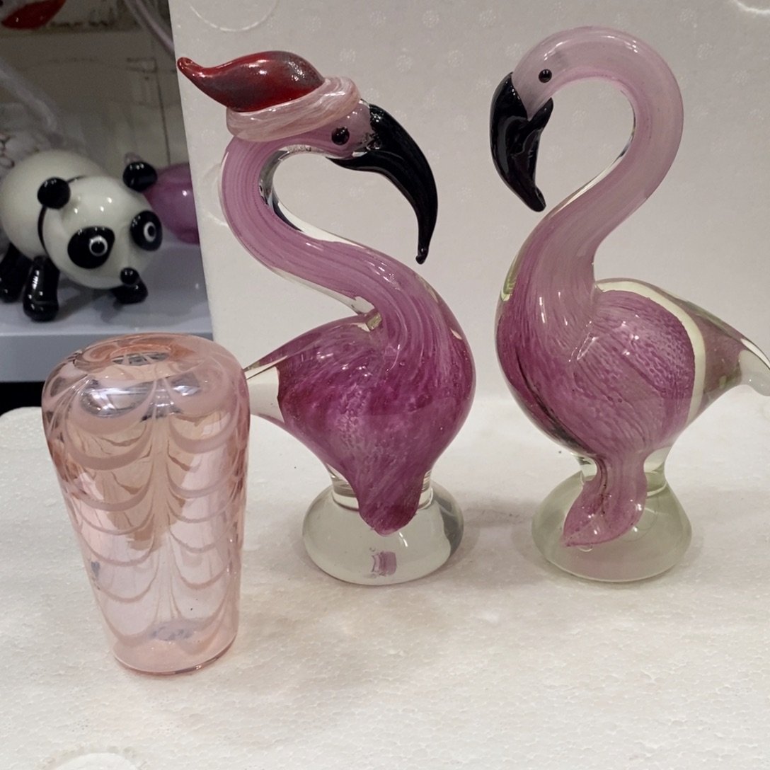 凤***叶琉璃火烈鸟一对➕小瓶子