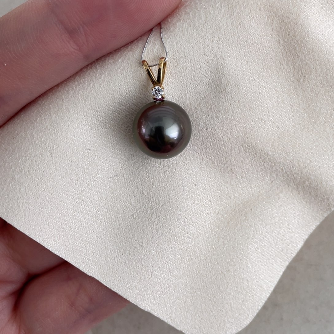 海水珍珠吊坠(不含链)18K金镶嵌11-12mm