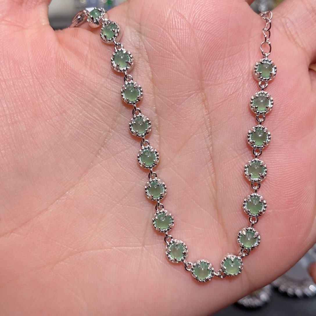 翡翠手链银S925镶嵌c c c