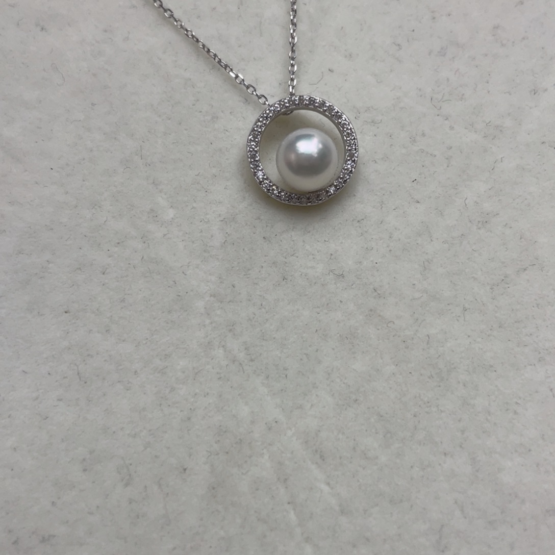 海水珍珠银S925镶嵌项链