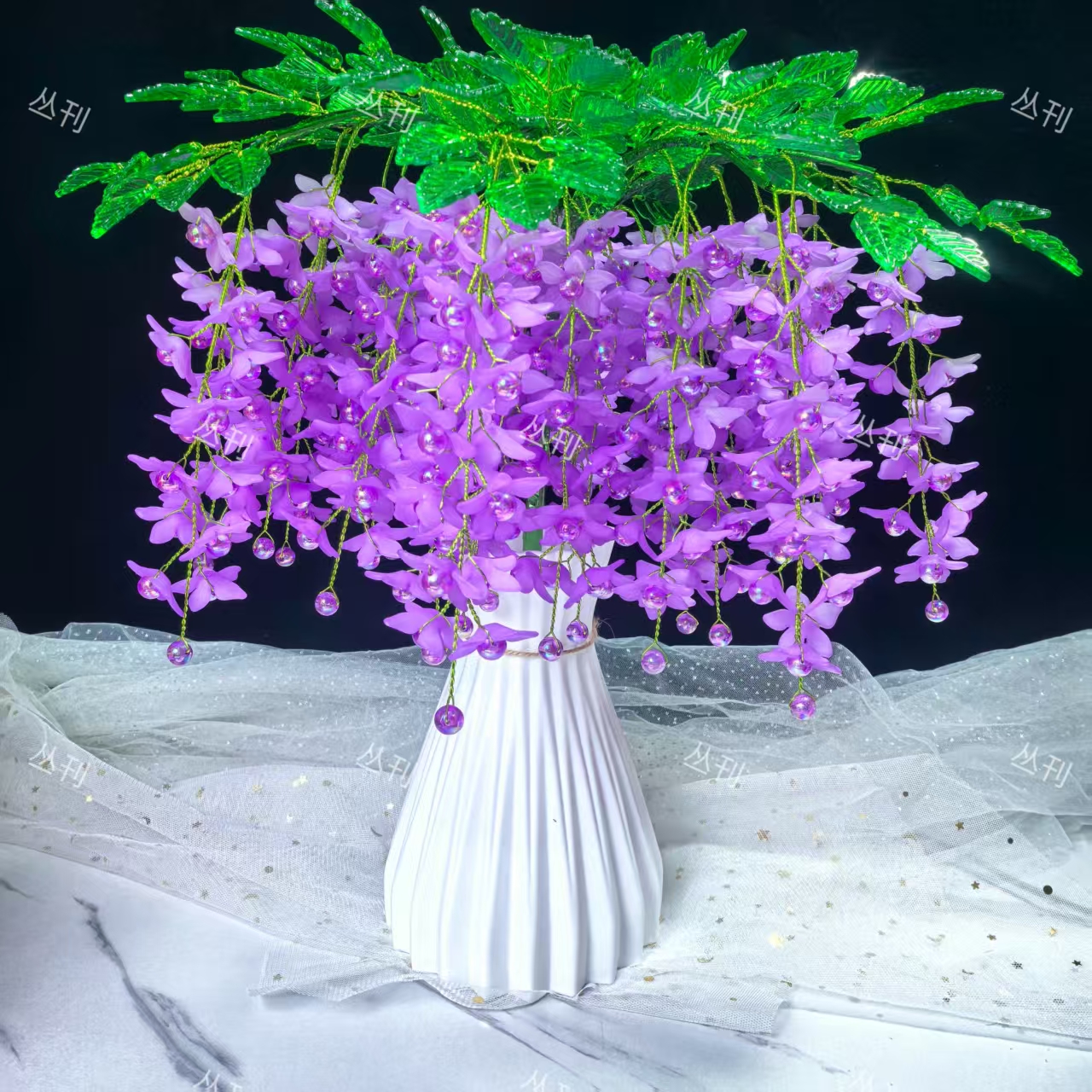 新品DIY【2瓶送剪刀】手工紫藤花材料包花束（送防摔麻绳花瓶）
