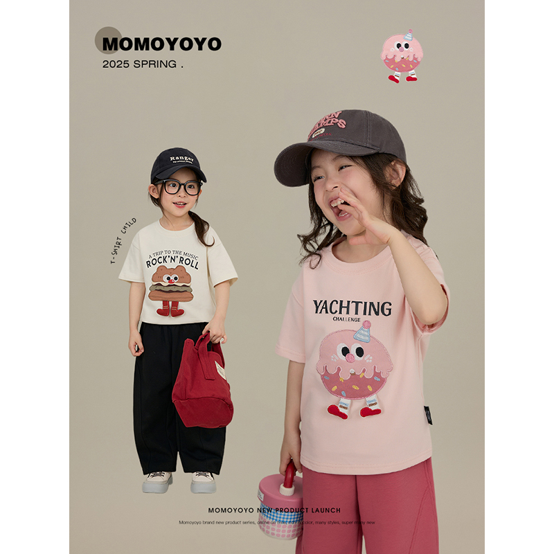 【高热量】云感卡通立体刺绣正肩T恤7583X