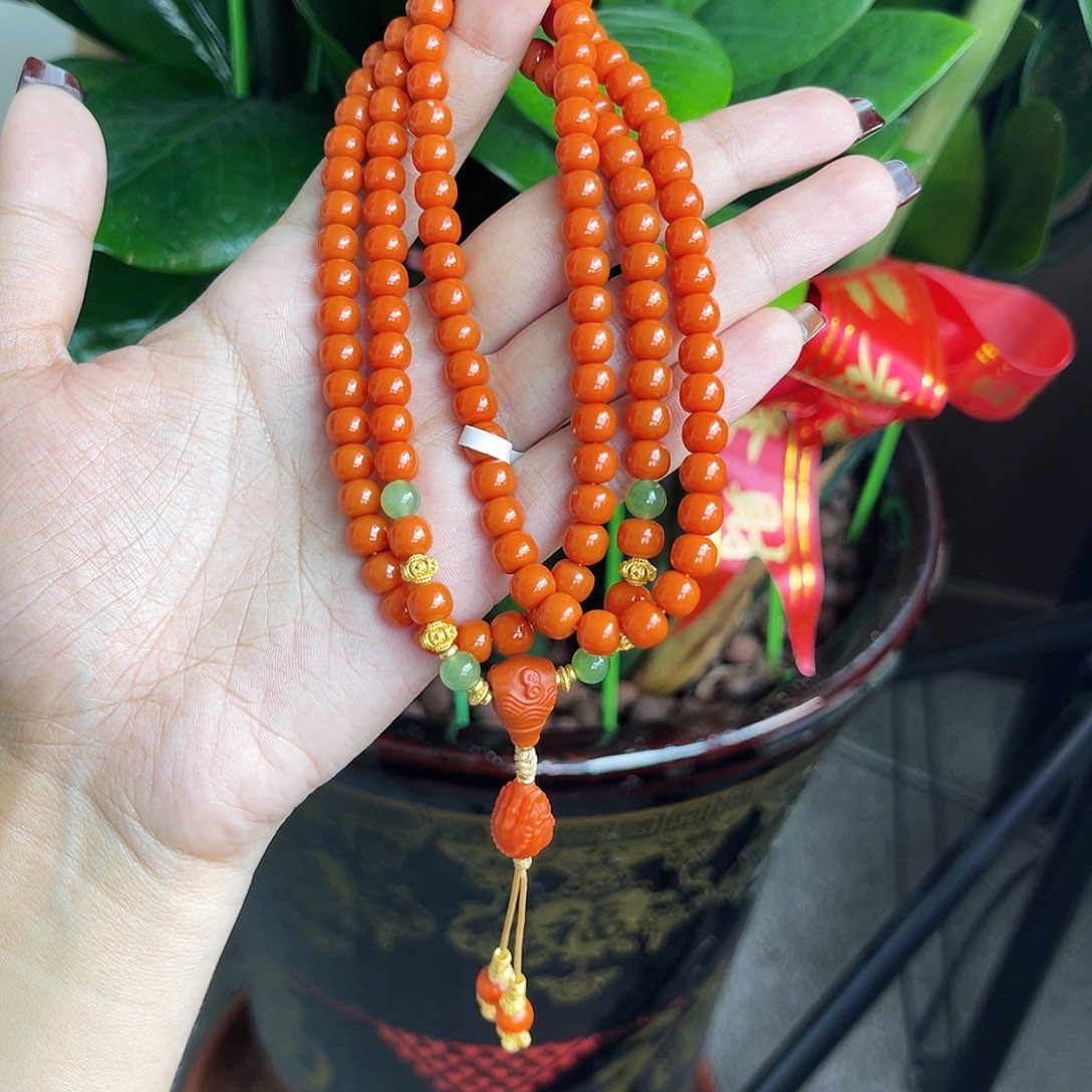 南红玛瑙手链未镶嵌项链108 6m