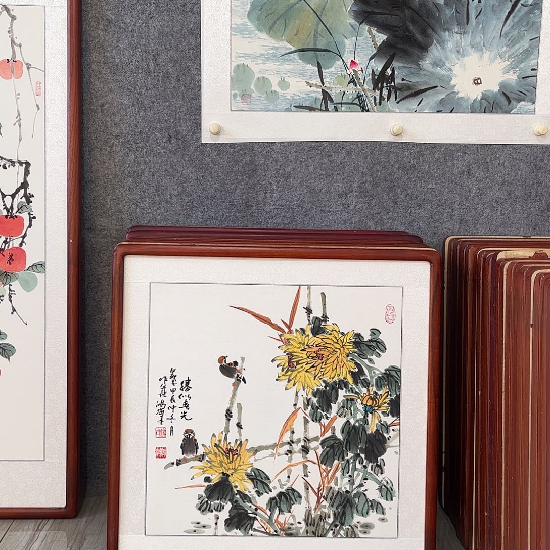 国画书画作品带框63×63