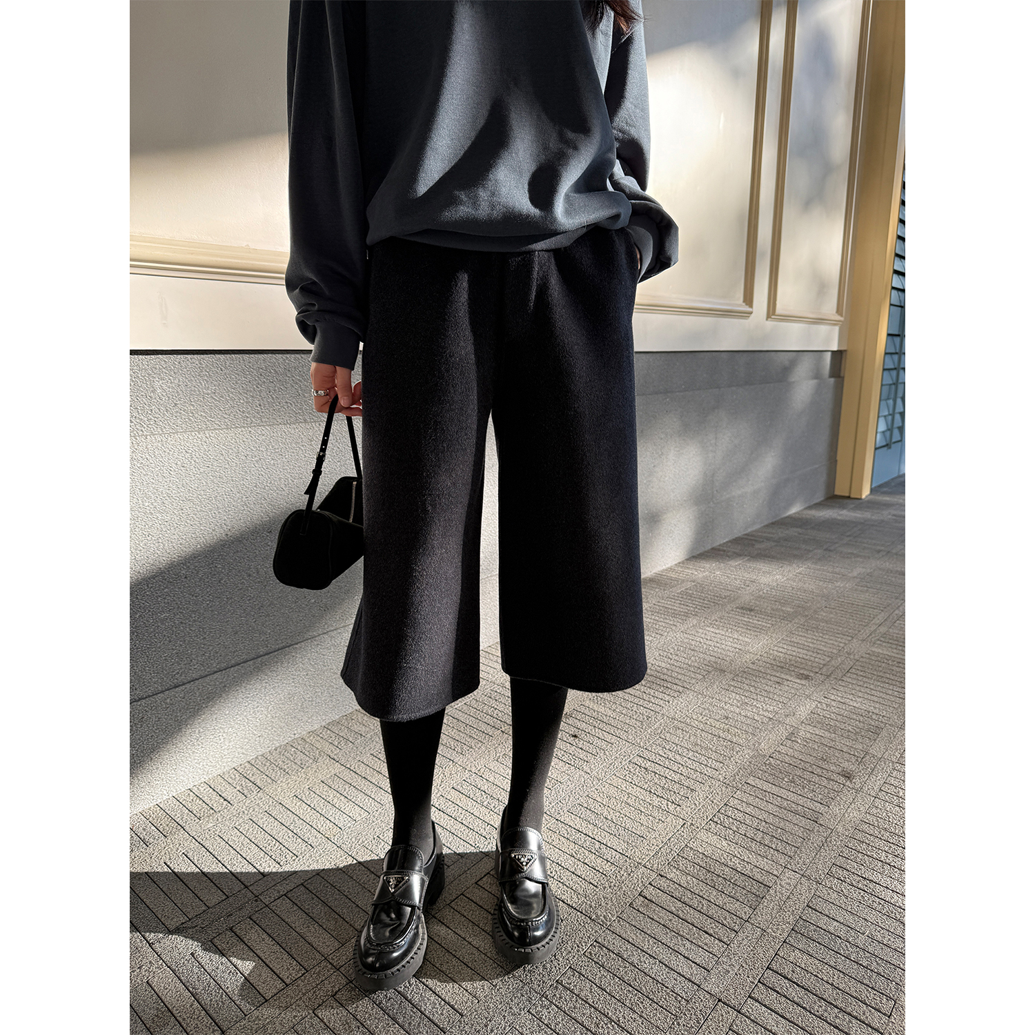 杨小妖腔调裤 气质穿搭冬季保暖超细加绒澳洲羊毛七分阔腿裤女新