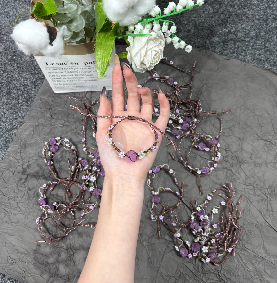 Macrame手工编织手链【紫色系孤01】