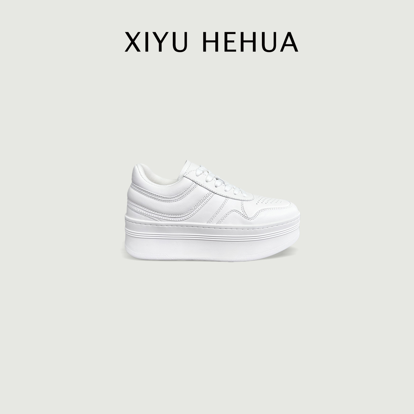 【广州手工鞋】头层牛皮小白鞋增高6CM百搭显高瘦脚休闲透气款女鞋