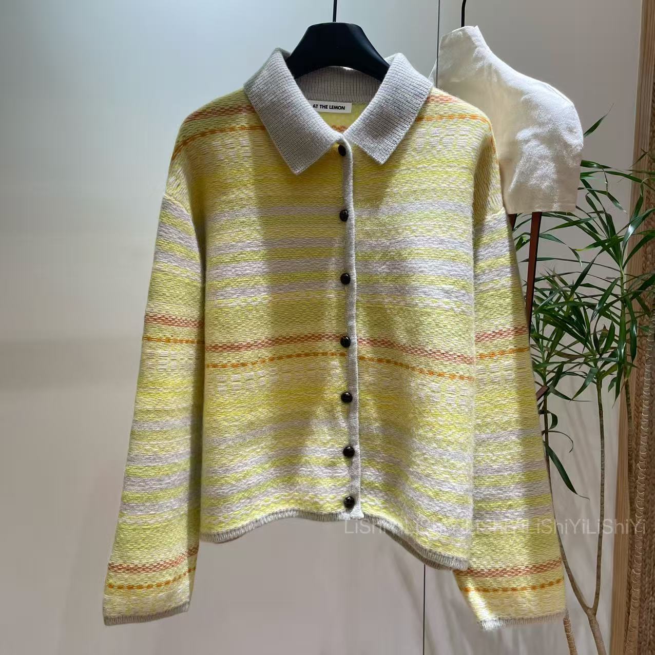 LISHIYISTUDIO深圳货翻领拼色韩系开衫宽松时尚25f 8811A