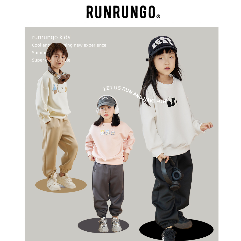 Runrungo【爱乐园】空气层卫衣卫裤套装儿童春秋女童洋气休闲宽松ol