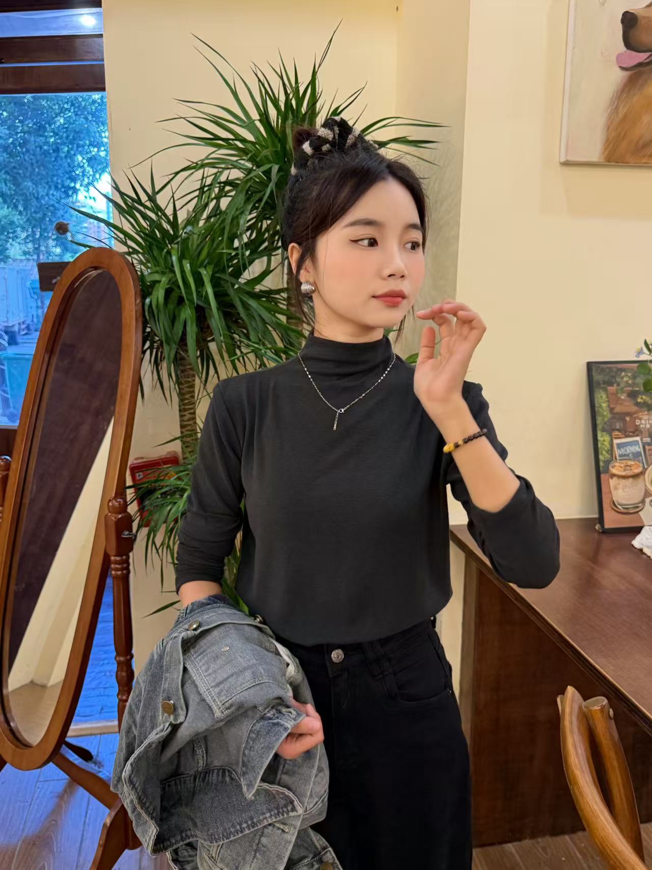 奈看小个子【羊绒打底】半高领羊绒女秋冬2025新款修身显瘦打底衫