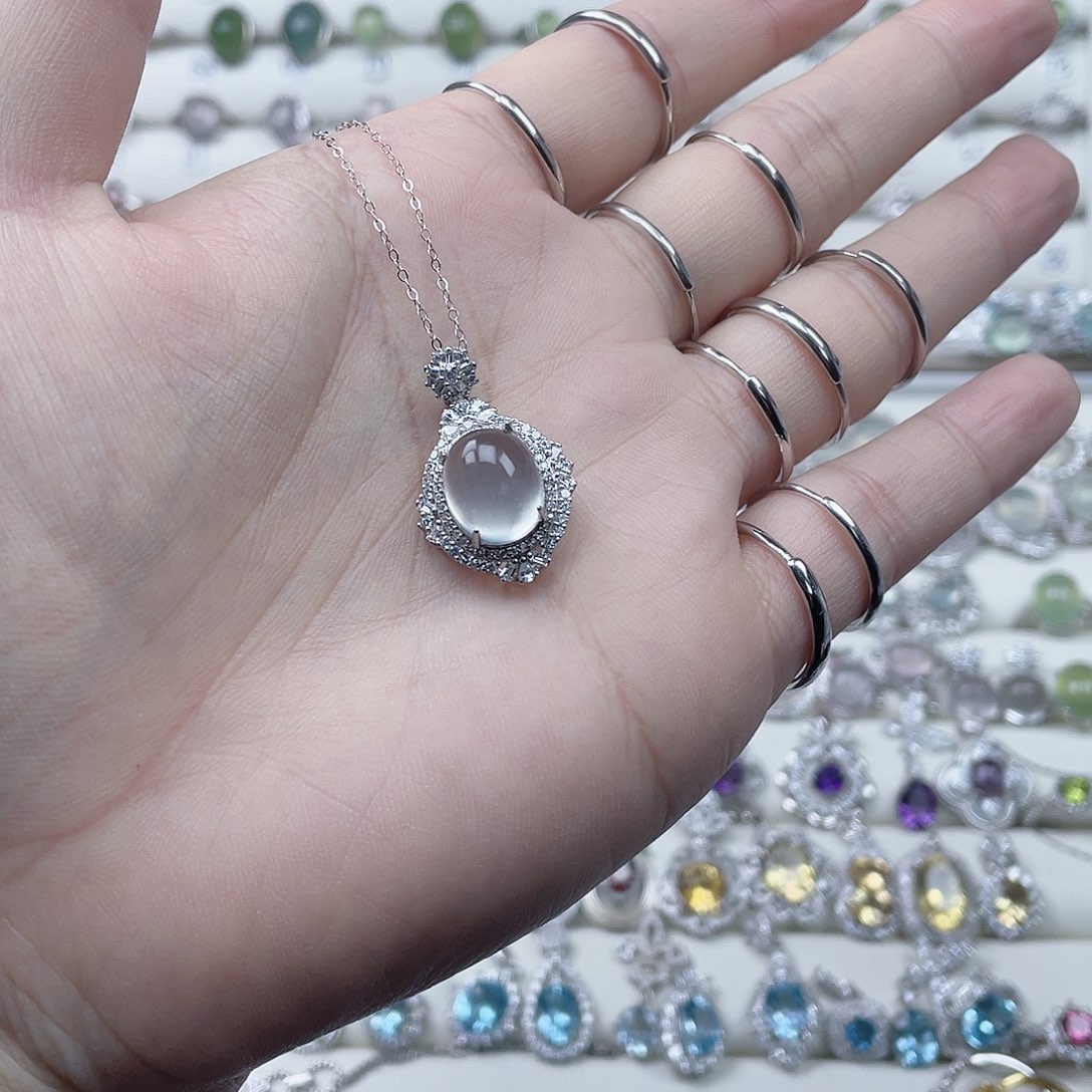 银S925镶嵌萤石颈饰