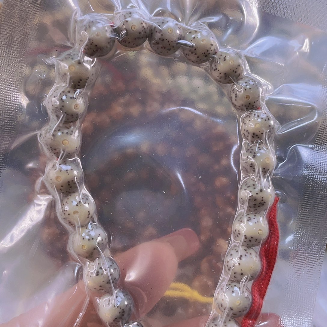 星月菩提手串糯冰奶奶灰圆珠手持尺寸9
