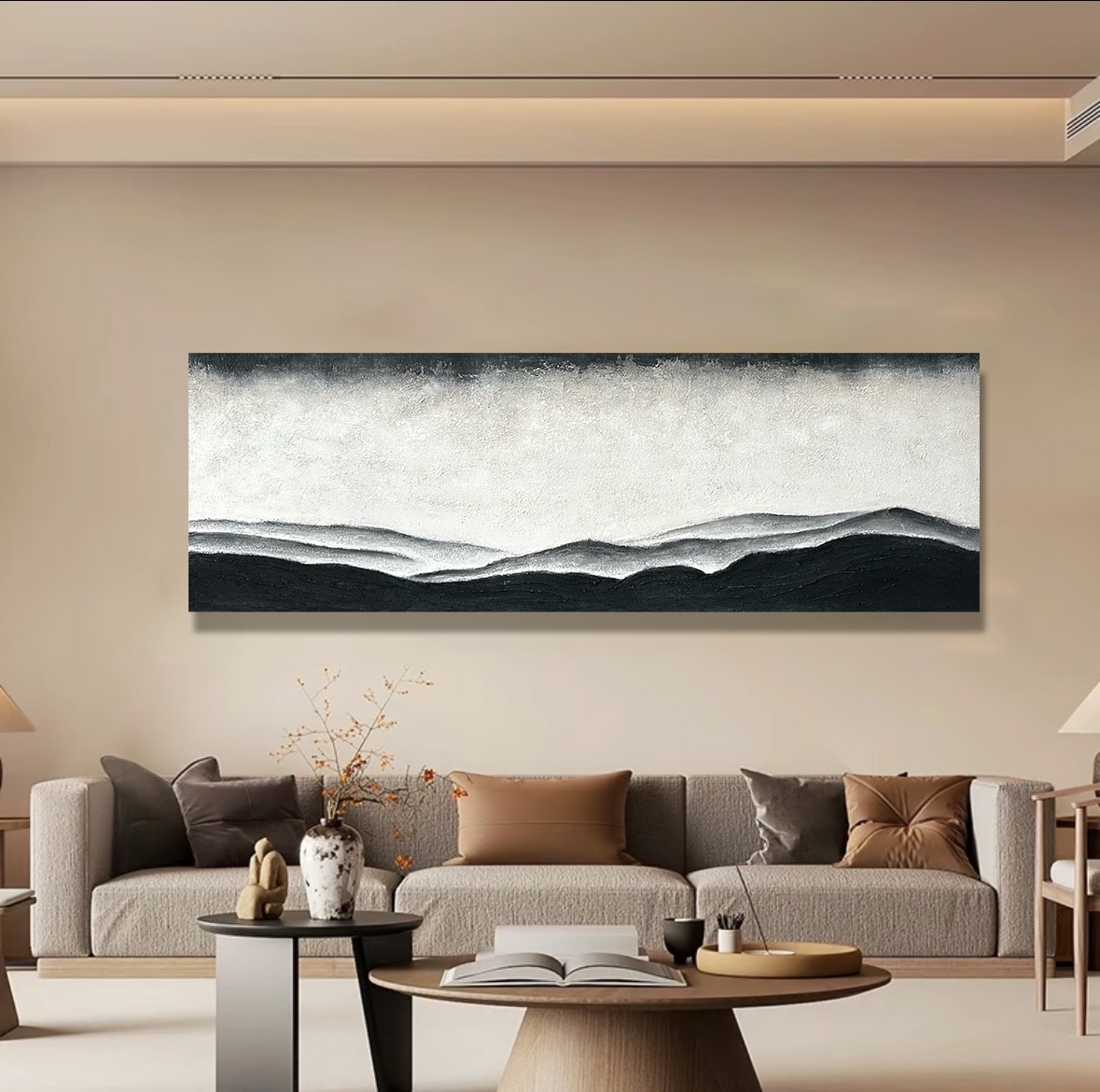 《背有靠山2》纯手绘油画布沙发横版挂画