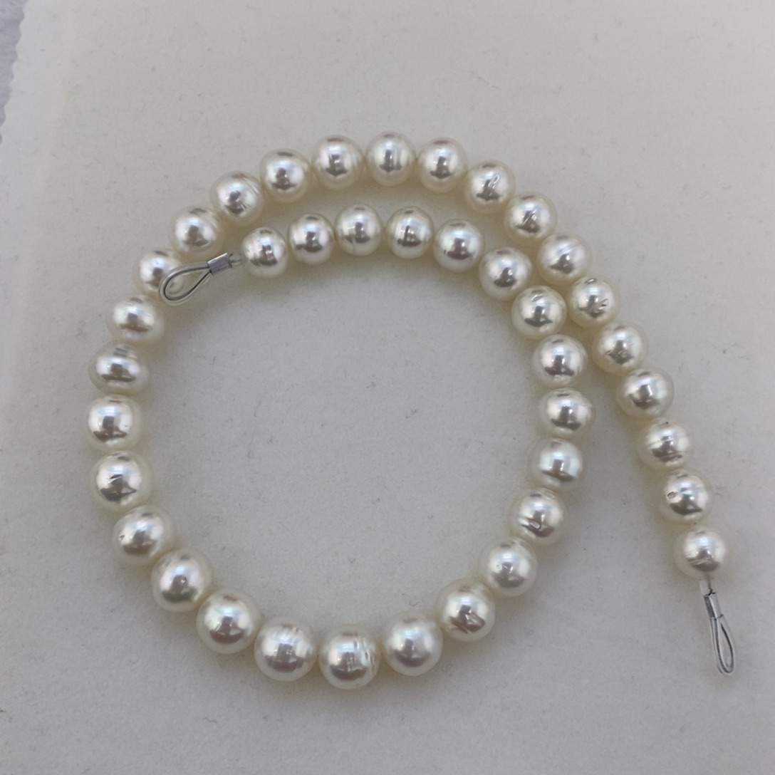 未镶嵌裸珠海水珍珠澳白项链10～12