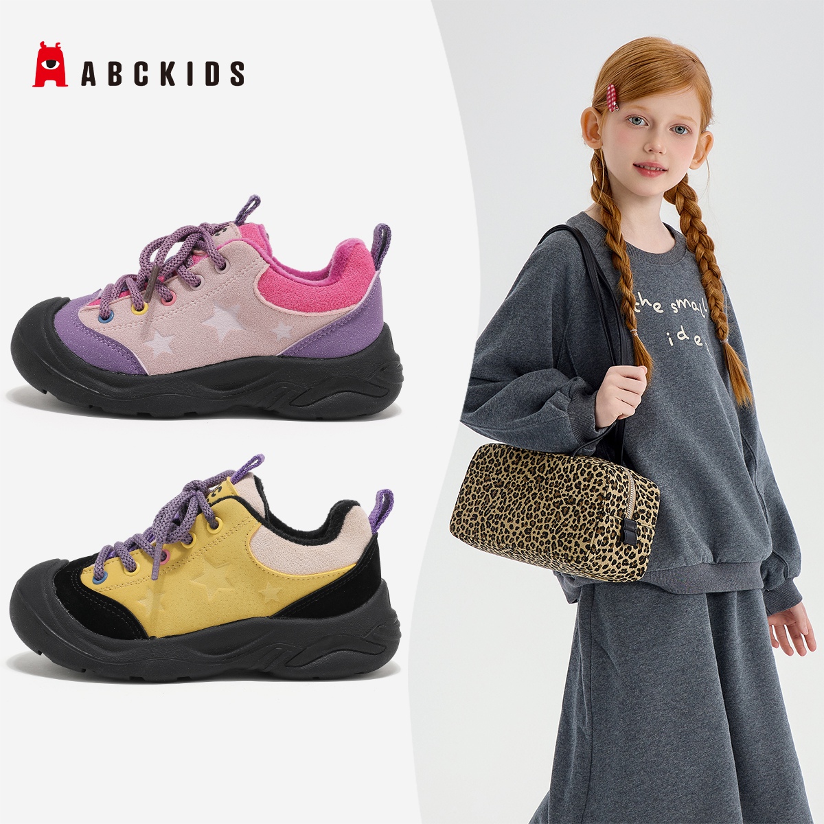 Abckids【小鱼】儿童新款冬季加绒男女童休闲运动鞋SY553603824AX