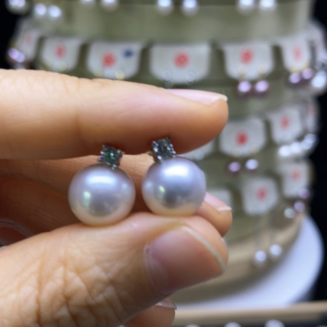 淡水珍珠耳饰银S925镶嵌