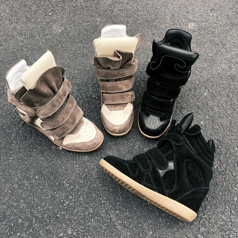 MaxAC/美呈7厘米增高 大舌头全真皮高帮女短靴 显脚小 舒适保暖