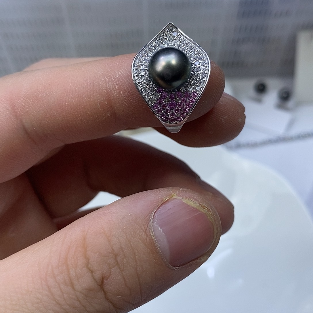 海水珍珠戒指银S925镶嵌