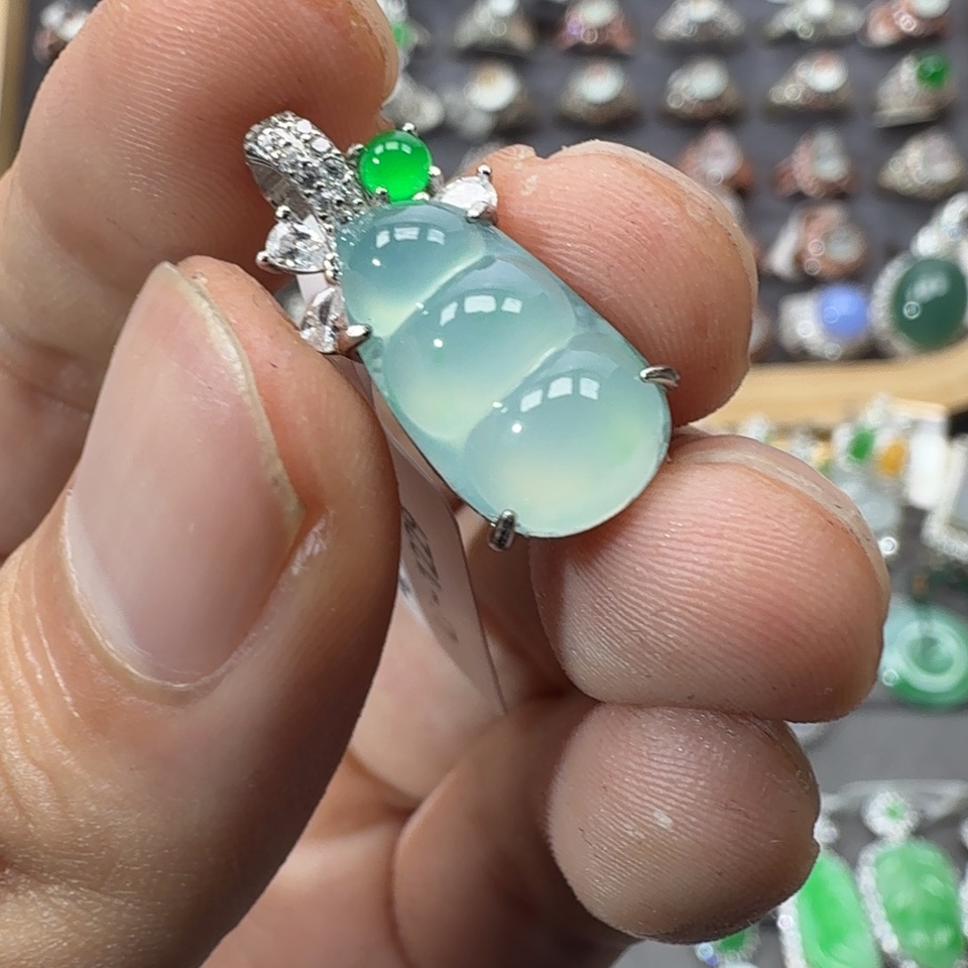 翡翠银S925镶嵌戒指天然缅甸翡翠A货