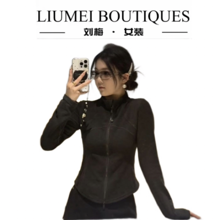 A8916刘梅家立领长袖绒衫