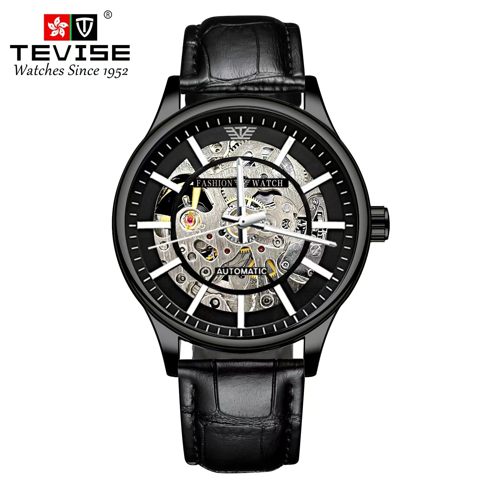 【专柜补贴】TEVISE黑武士-镂空时尚男士机械手表-SS