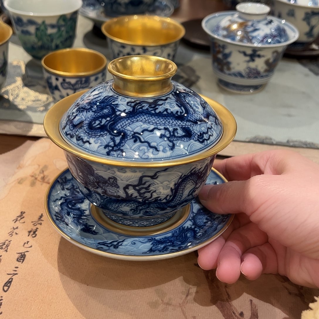 钟家窑柴窑青花描金