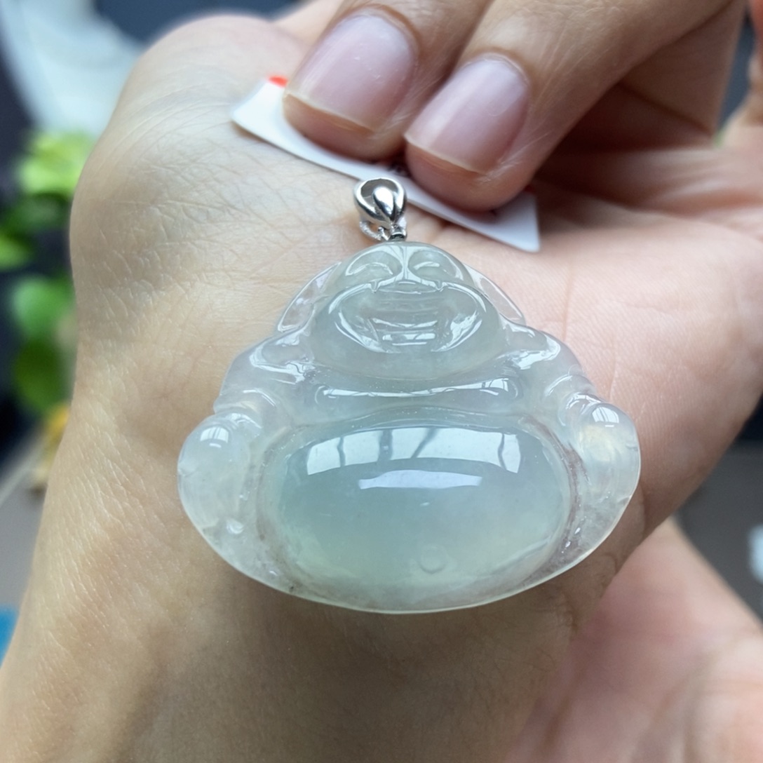 翡翠颈饰银S925镶嵌吊坠18