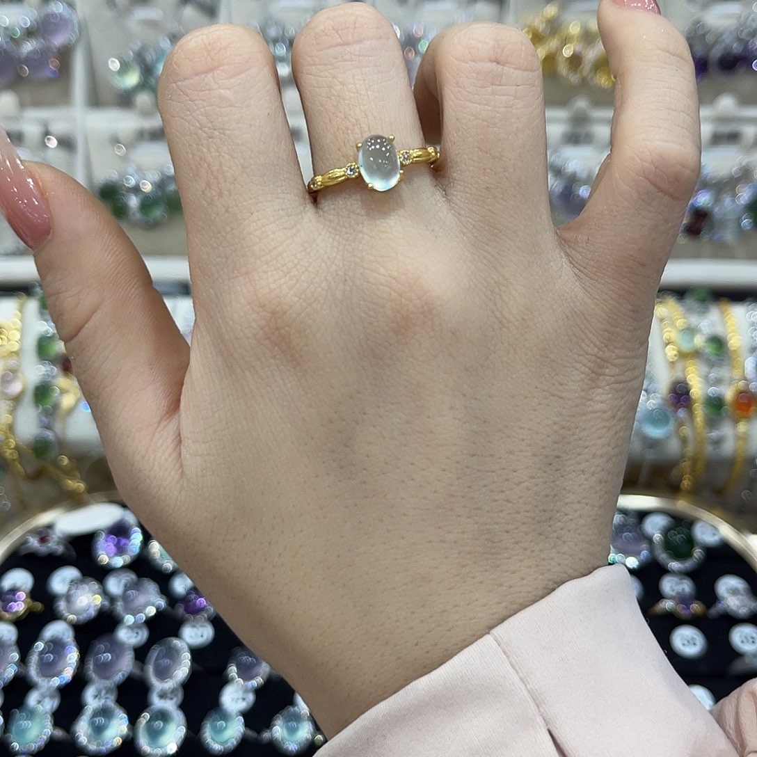 蛇纹石玉银S925镶嵌戒指