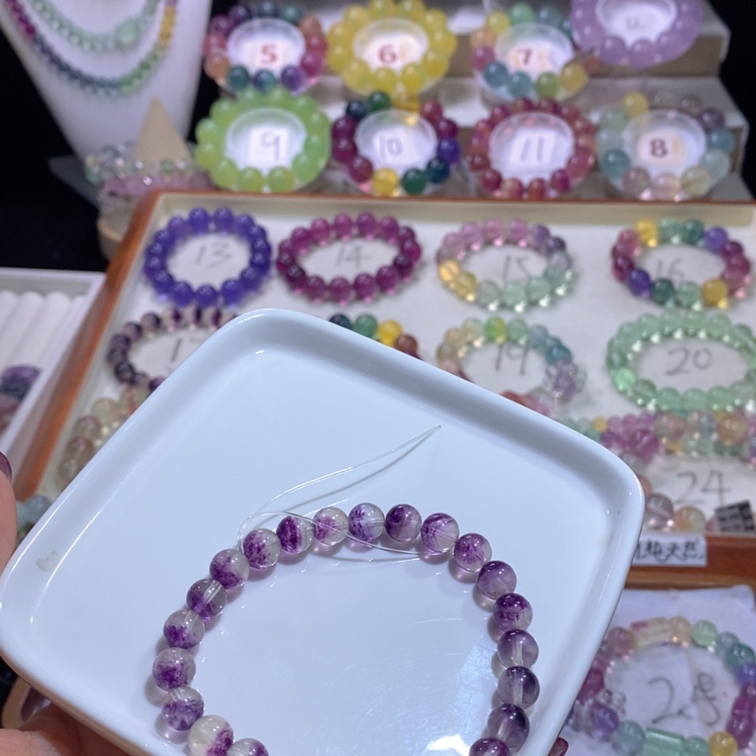 未镶嵌萤石手链7.7mm紫幽灵