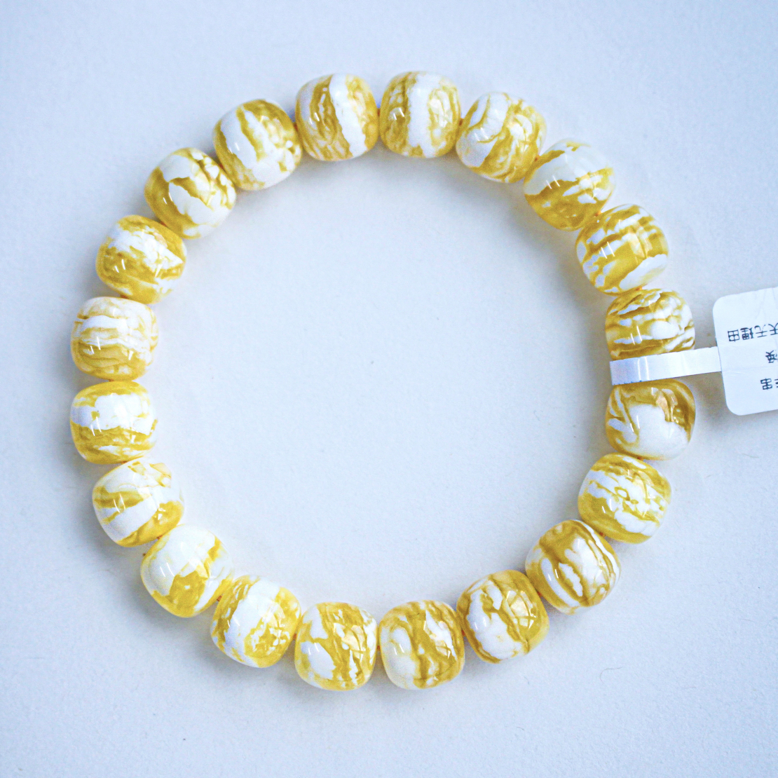 同料11mm橘底漆瓷白虎皮花老型蜜蜡手串16.24克 层次分明 收藏级