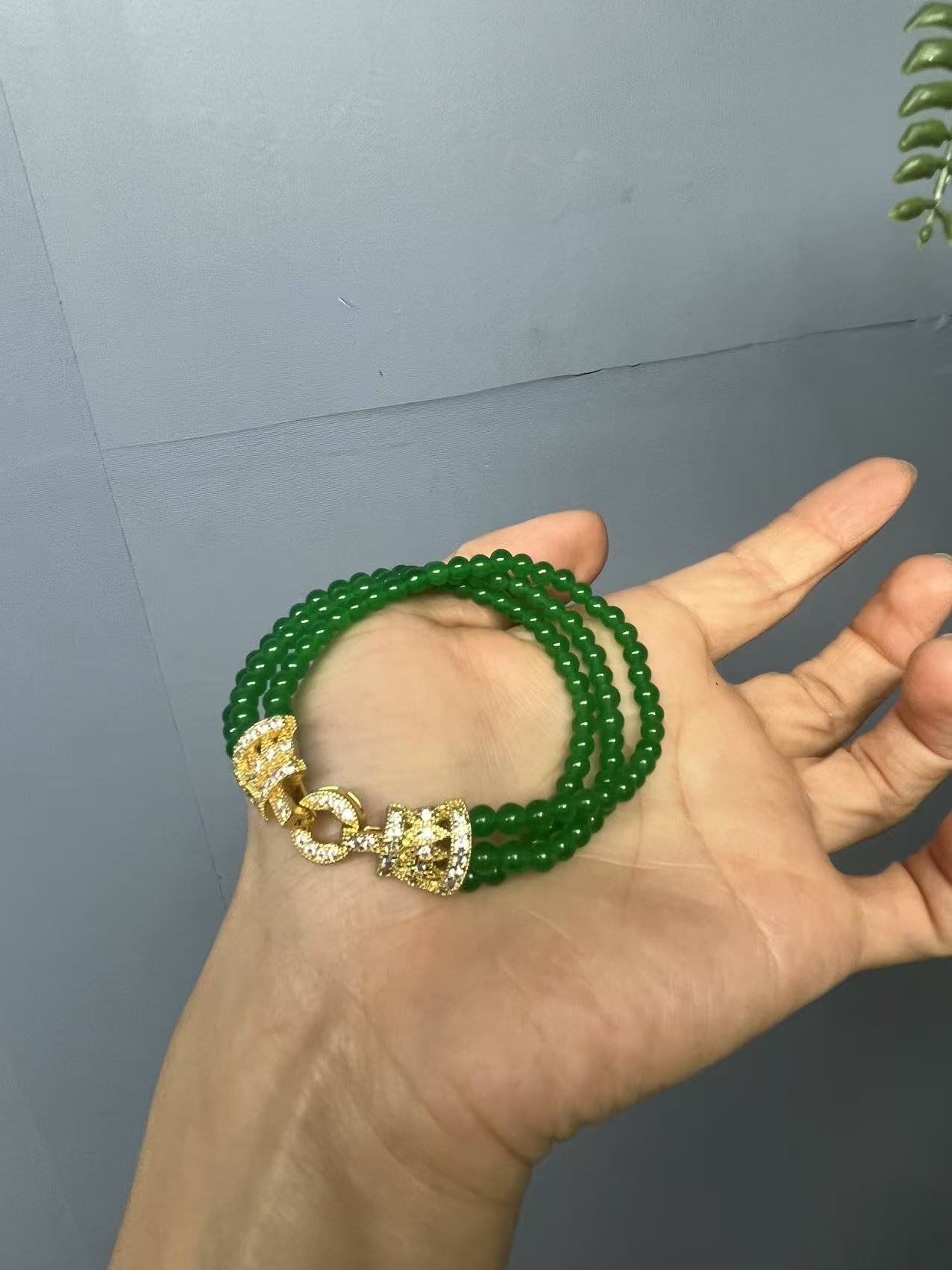 翡翠辣绿14k三生三世手链