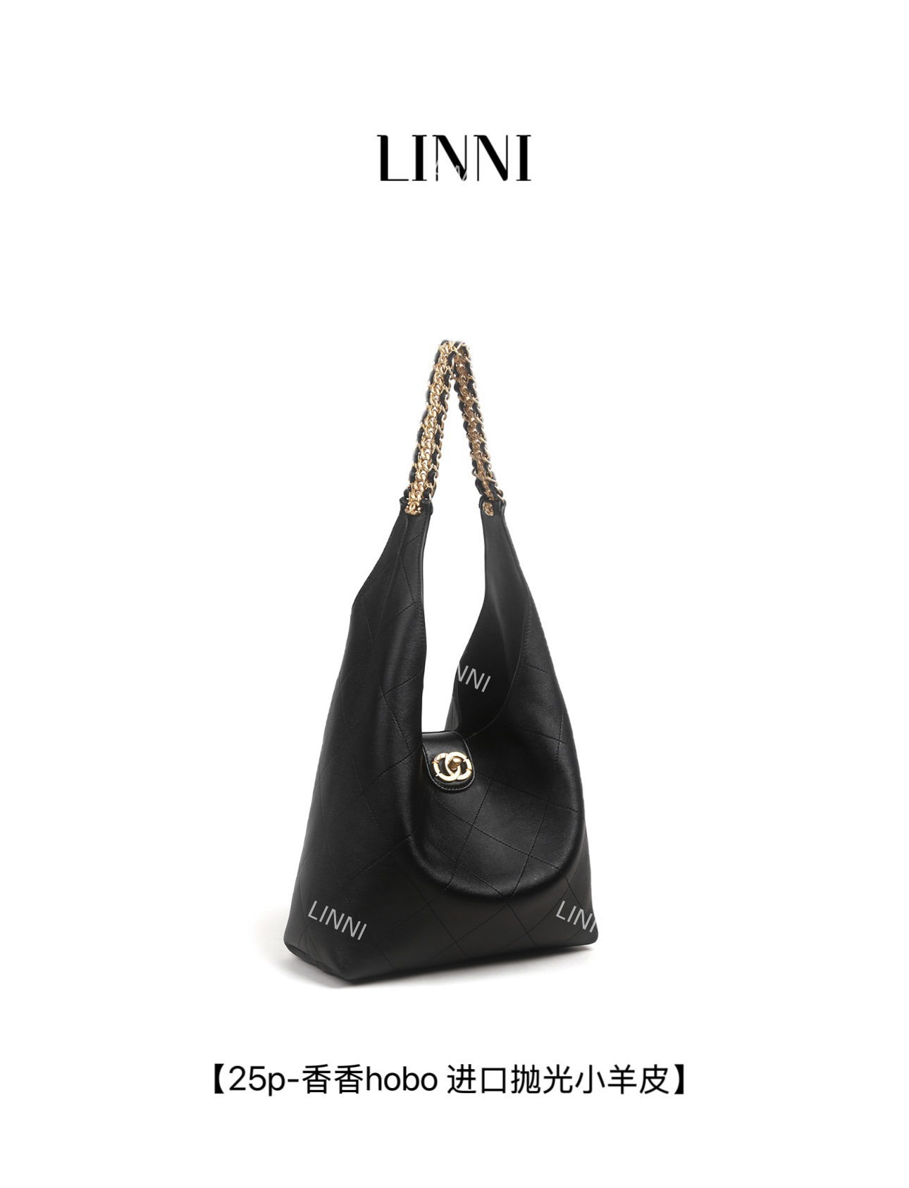 LINNI｜（25p香香hobo）进口抛光小羊皮腋下背高级质感女包