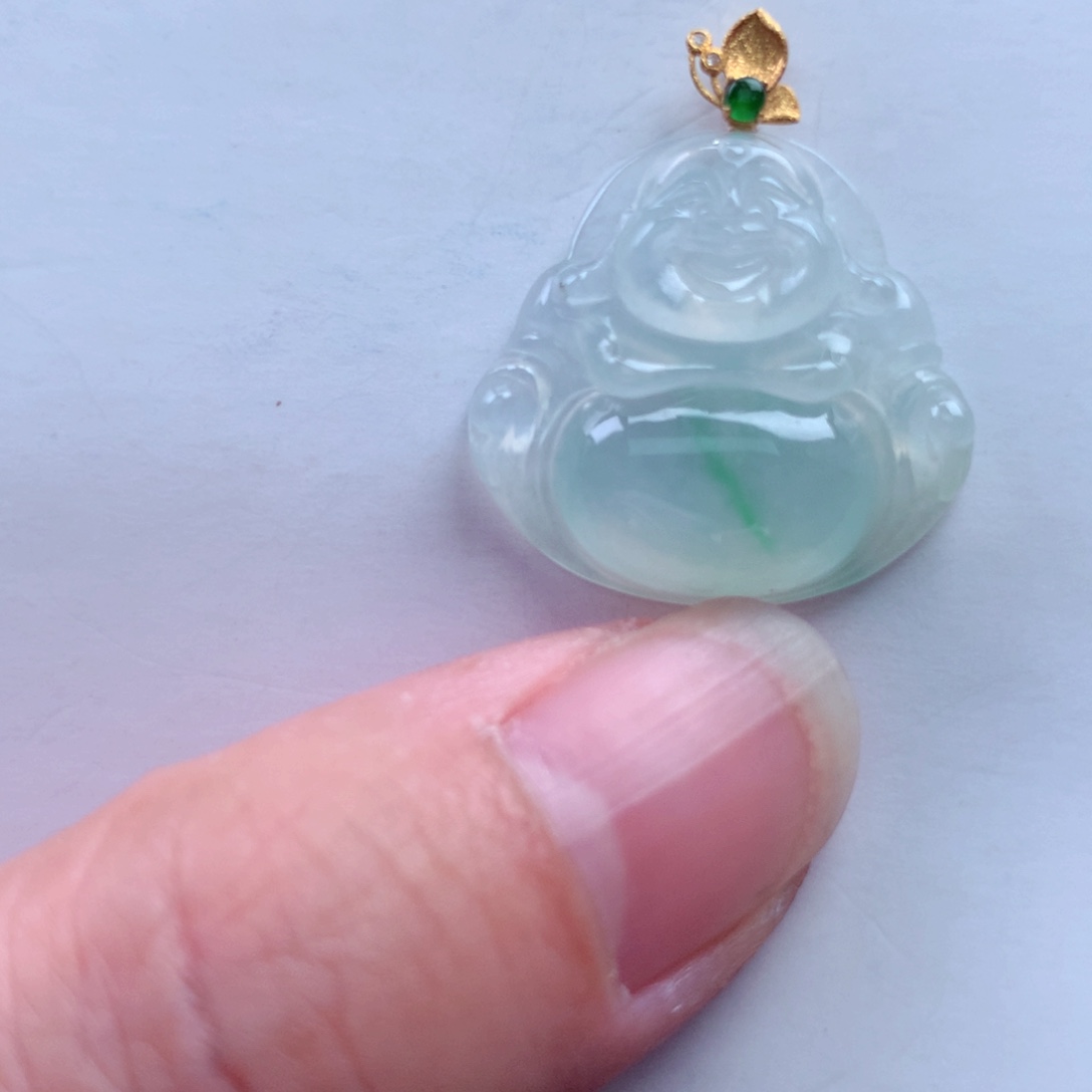 翡翠吊坠(不含链)18K金镶嵌