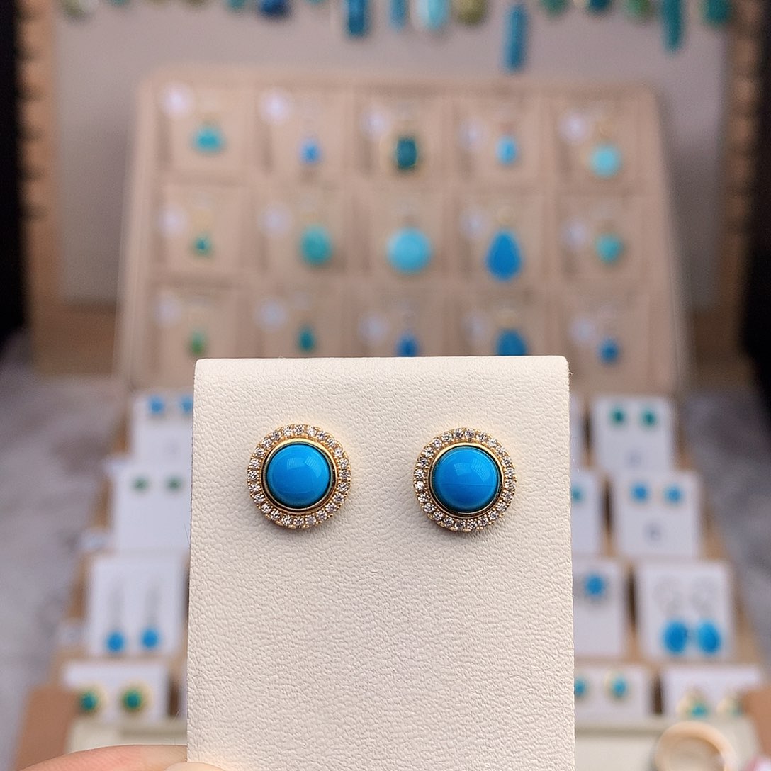 银S925镶嵌绿松石耳饰