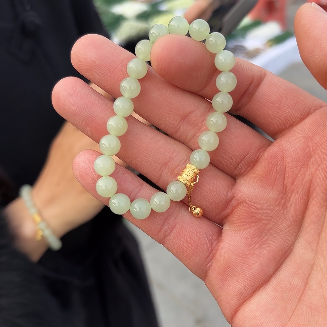 和田玉手链银S925镶嵌