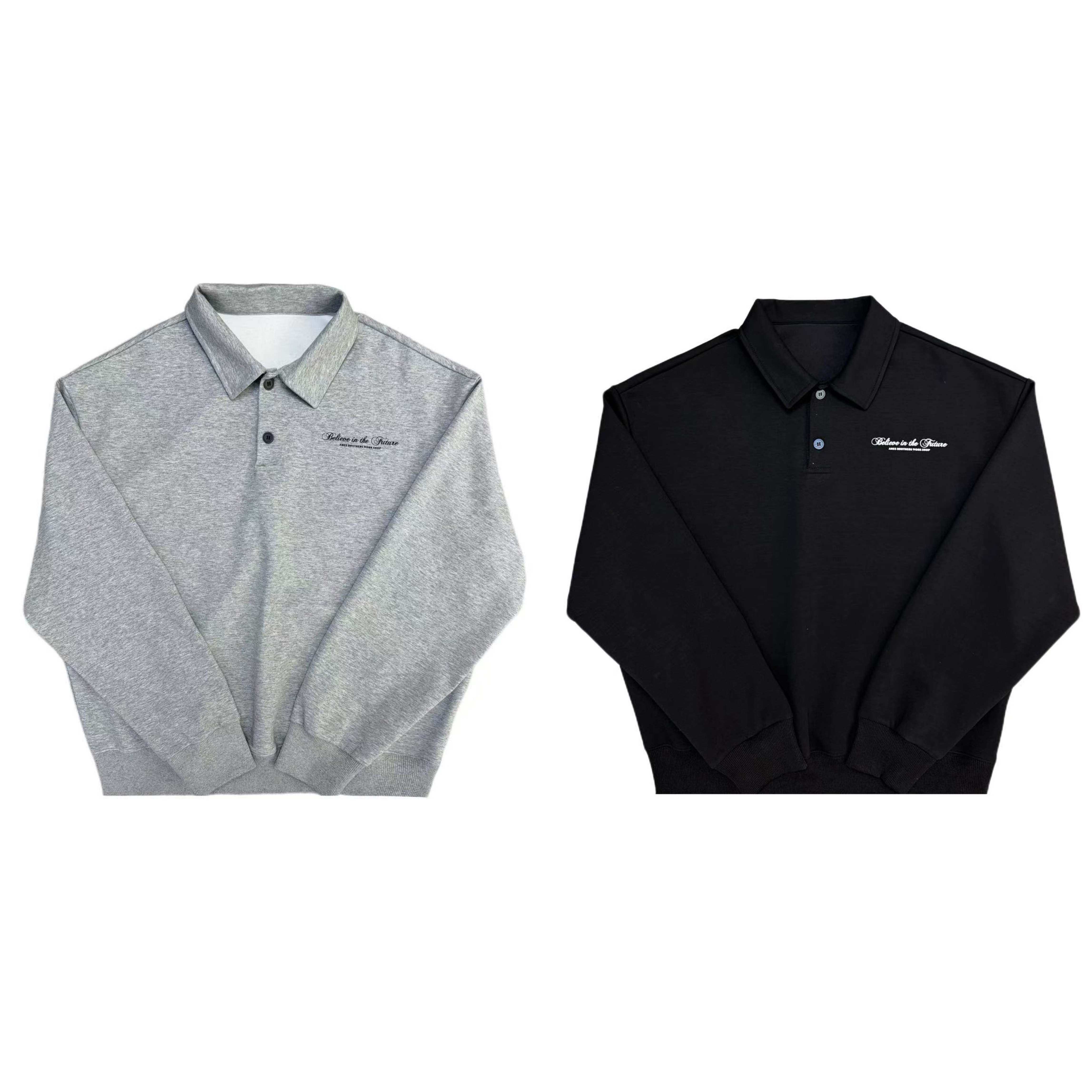 [C]黑灰红三色翻领Polo美式曼巴休闲套头童卫衣(秋意满满）      