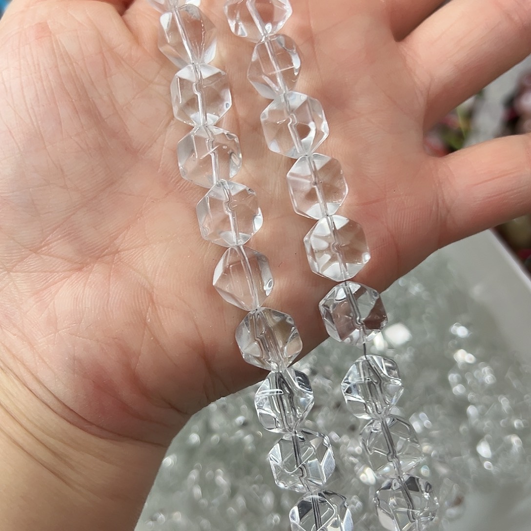 玛瑙/玉髓合金珠宝半成品 卡10压电白水切面大长条