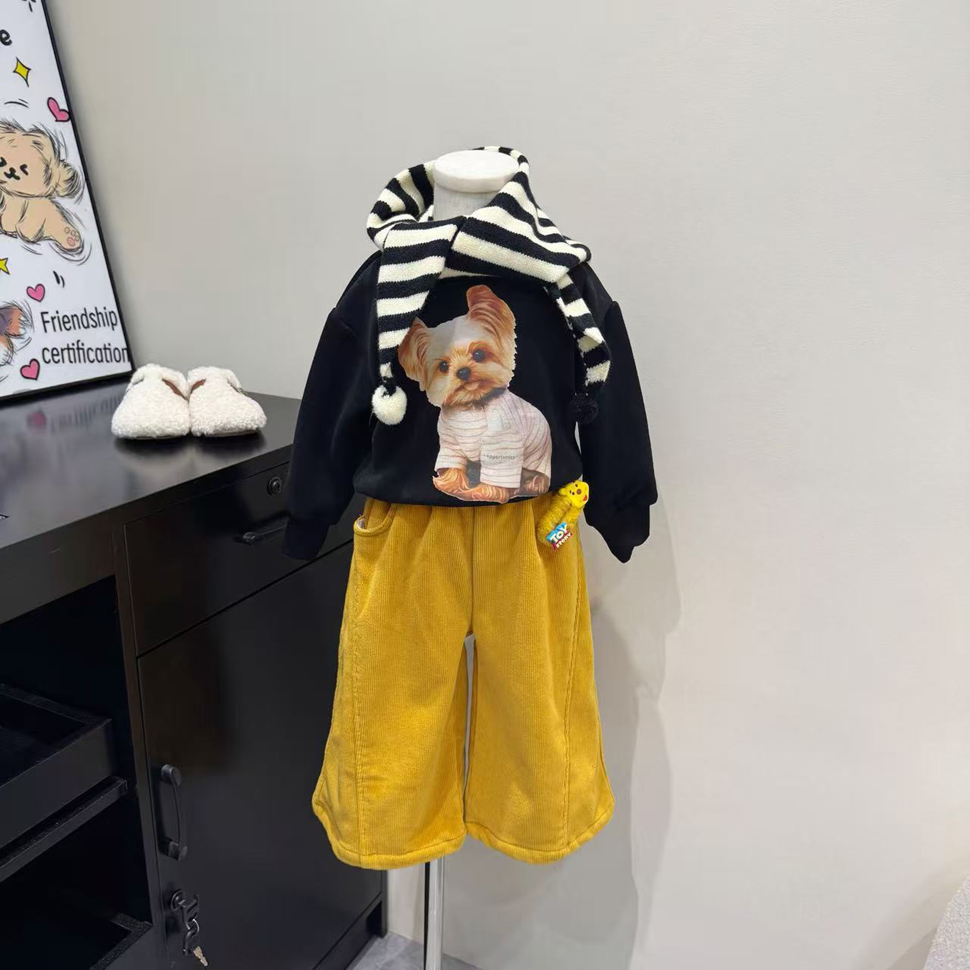 清货现货~女童2025冬季加绒加厚小狗套装D5-36/D5-107