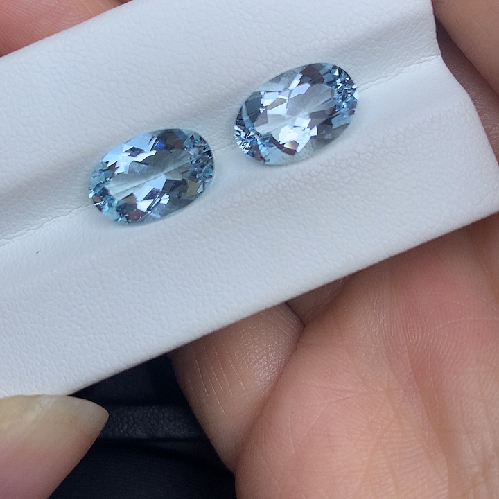 海蓝宝石裸石5.97ct海蓝宝一对