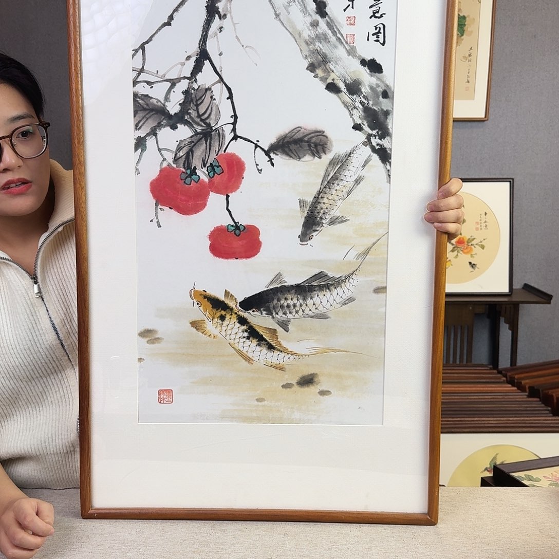 国画手绘带框尺寸： 53*84