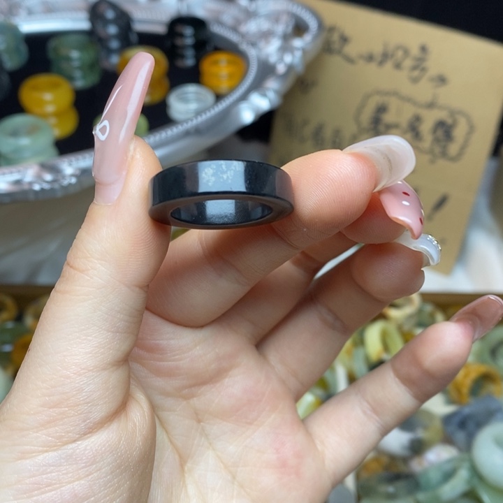 蛇纹石玉合金戒指1-18.4