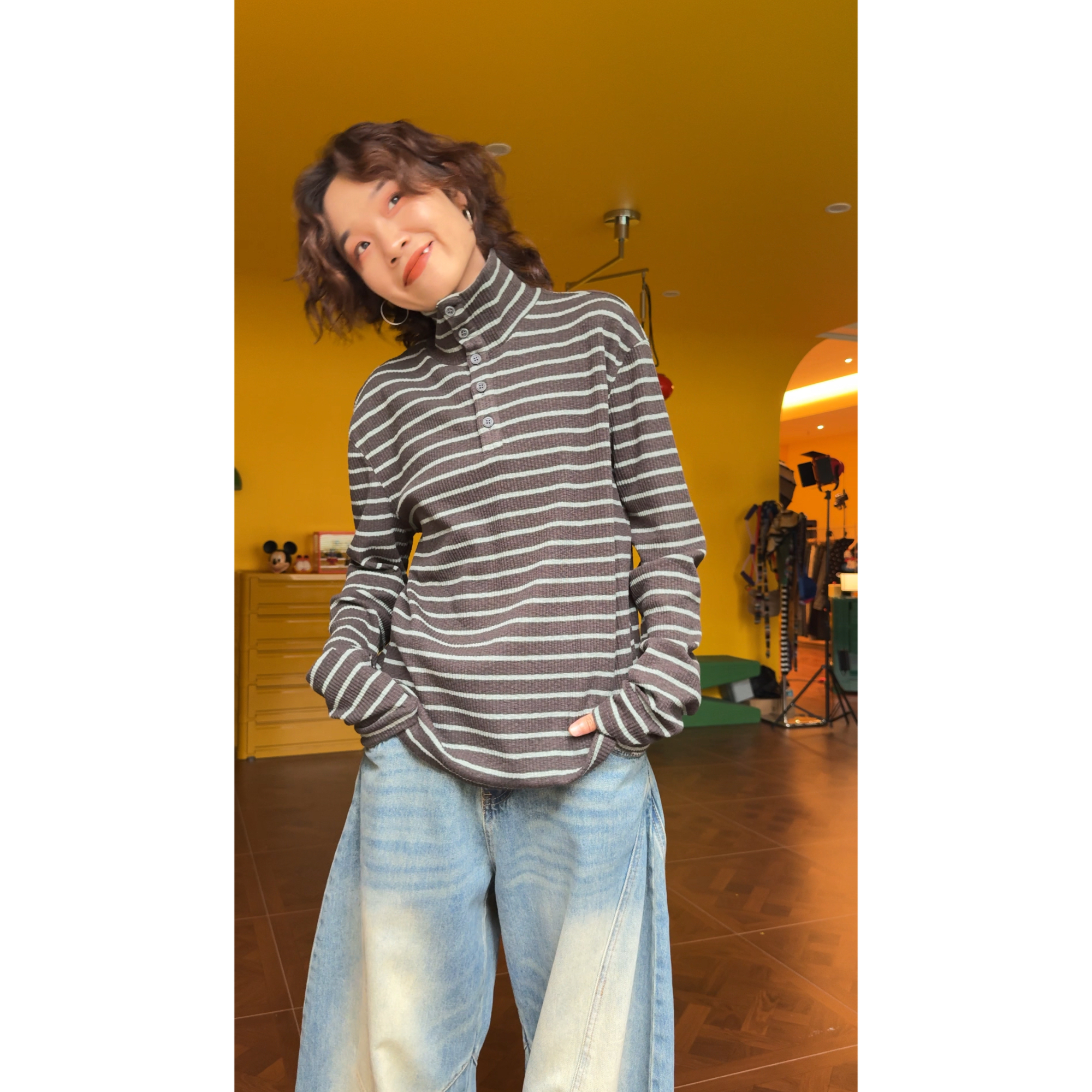 断码福利（条纹立领打底衫）