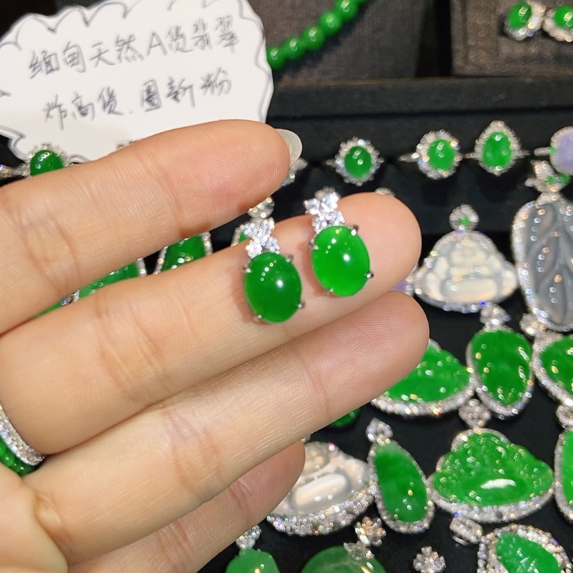 【闪购商品】翡翠未镶嵌耳饰泽*天然翡翠