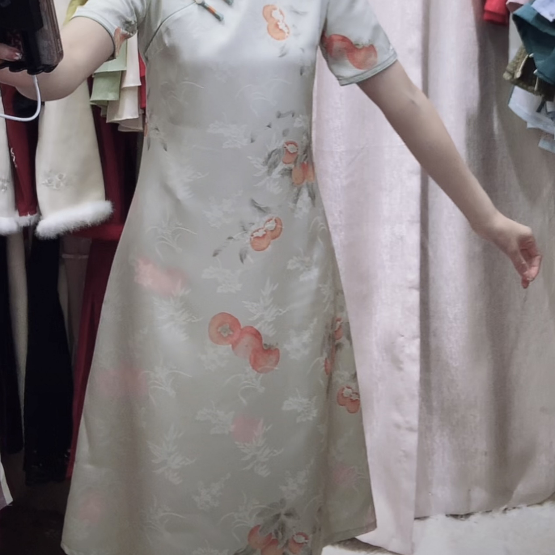 【2167 好事来临 绿底提花】显瘦气质修身优雅复古中国风旗袍