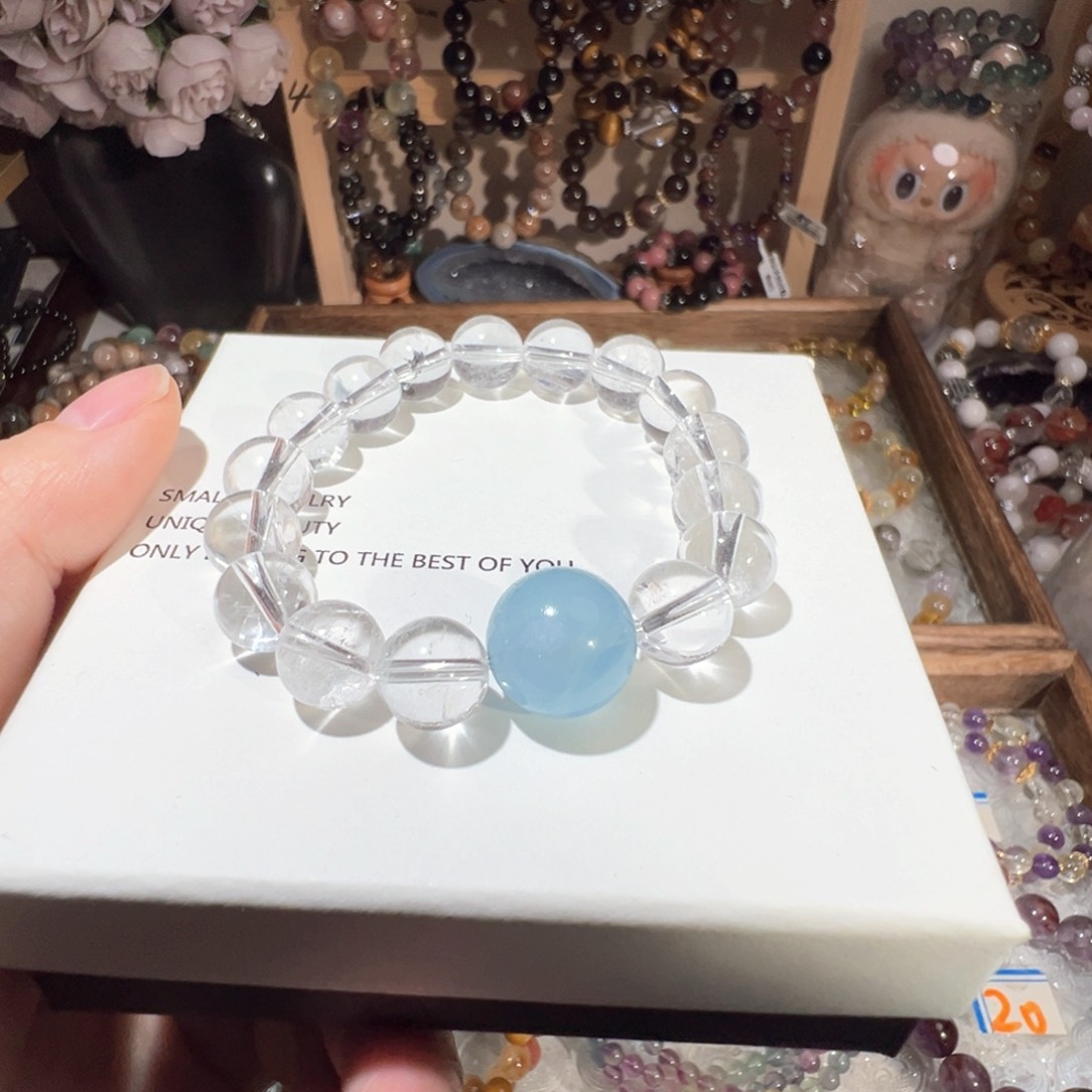 水晶手绳未镶嵌白水晶 海蓝宝