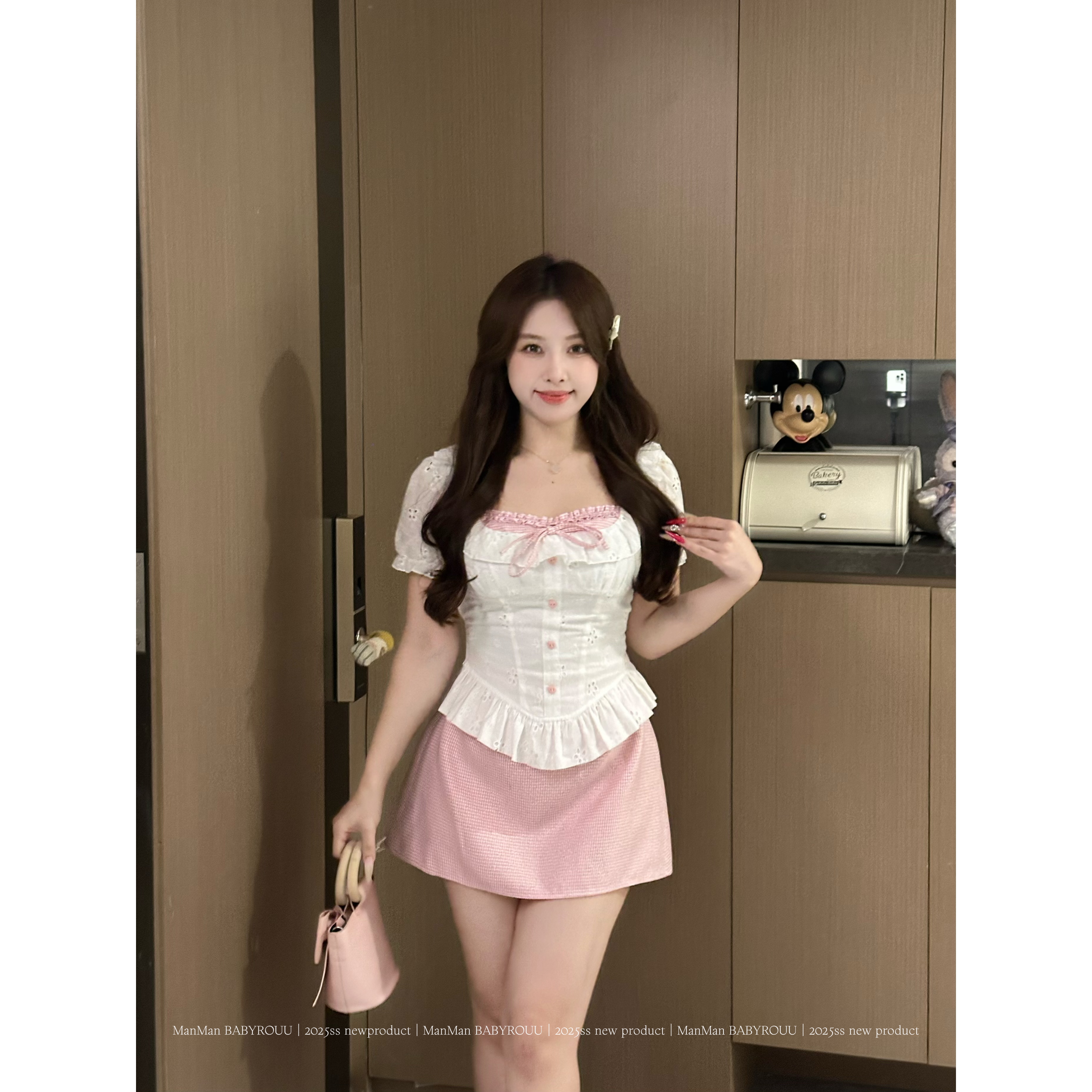 温与柔蔓蔓【现货】【草莓甜园】夏季新款假两件设计少女感穿搭两件套