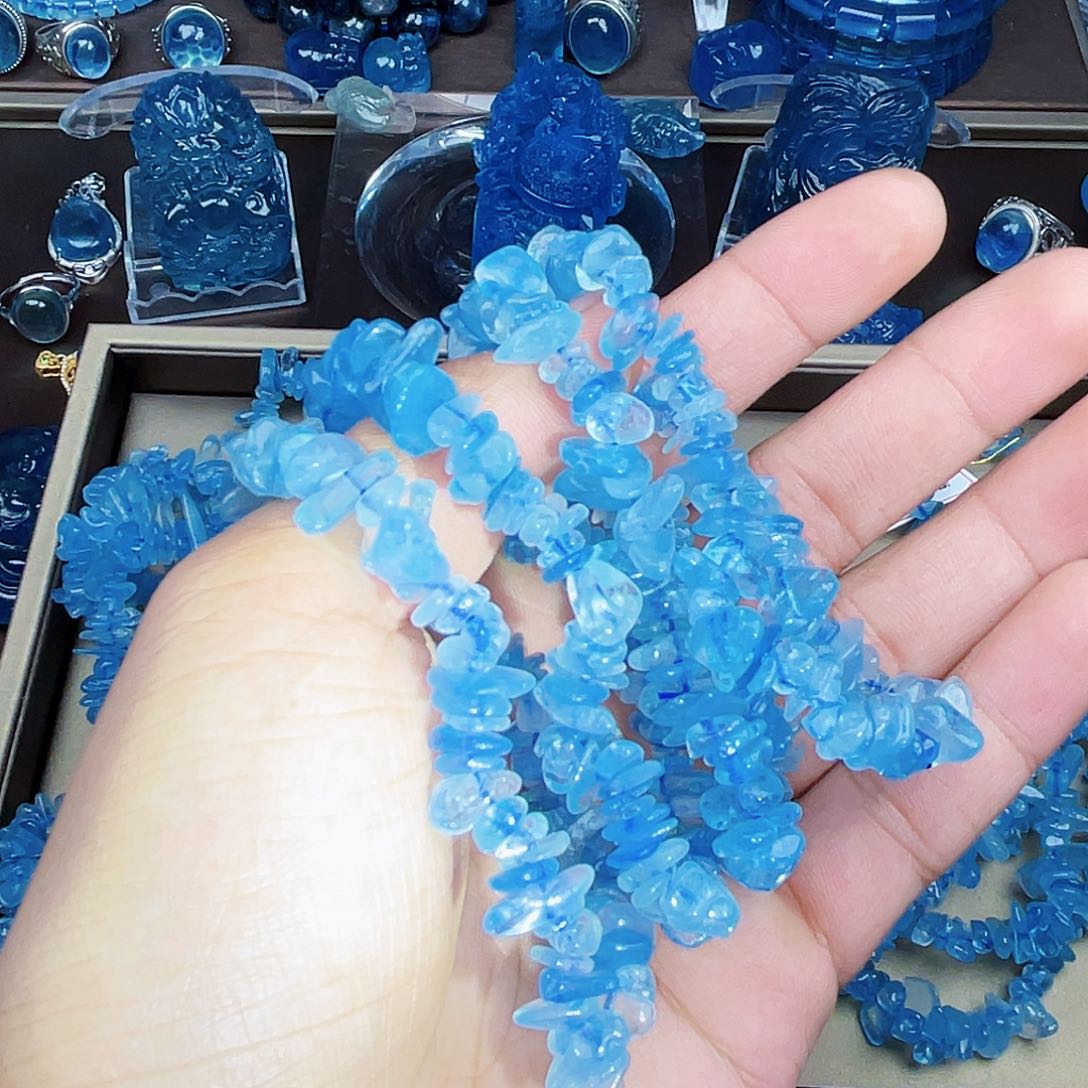 天然辰砂海蓝手串
