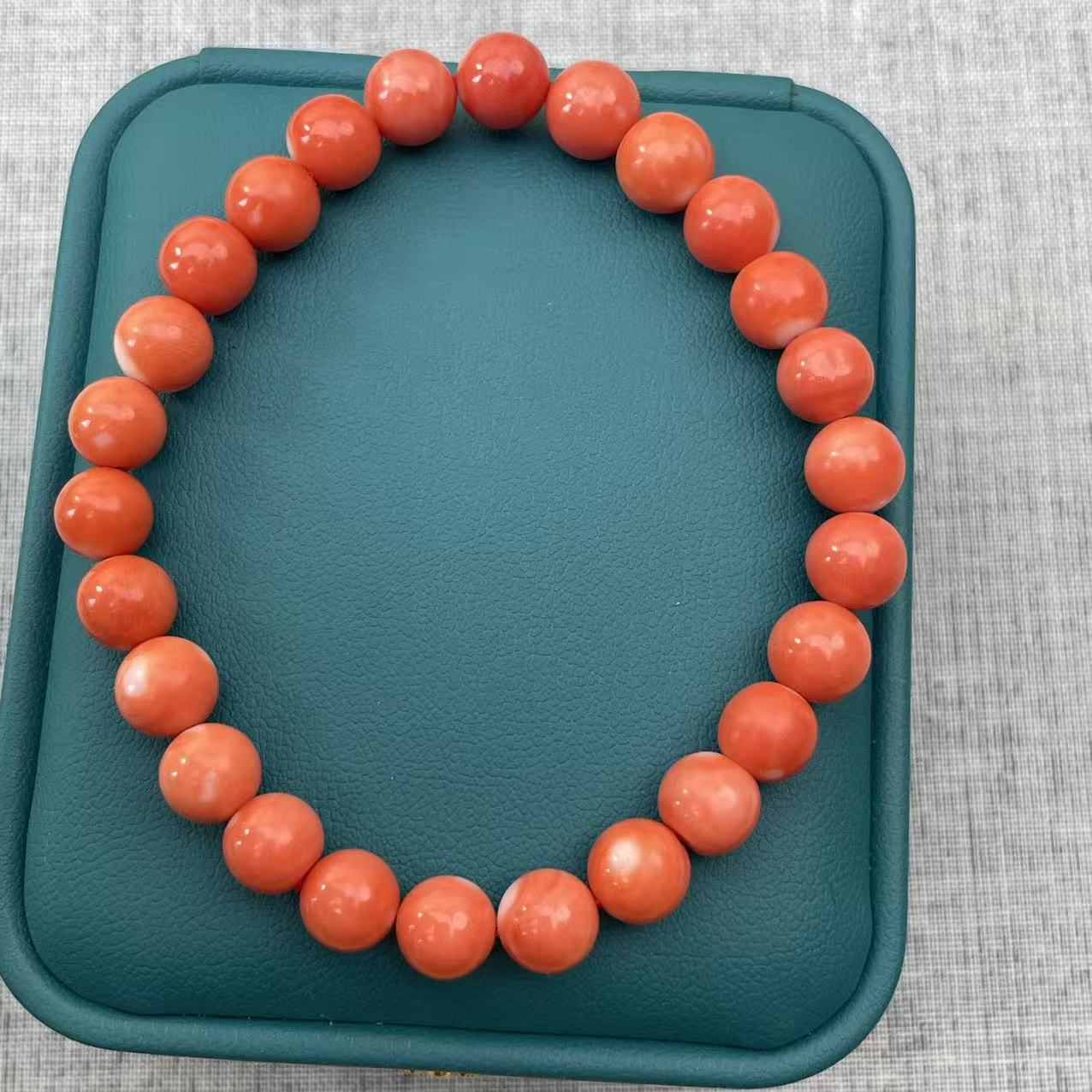 【壹品堂珠宝】天然红珊瑚 台湾莫莫圆珠单圈 无忧化 7.4-7.8mm